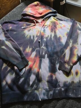 Independent Trading Co Tie Dye Zip Hoodie XL Distressed Worn In Grunge